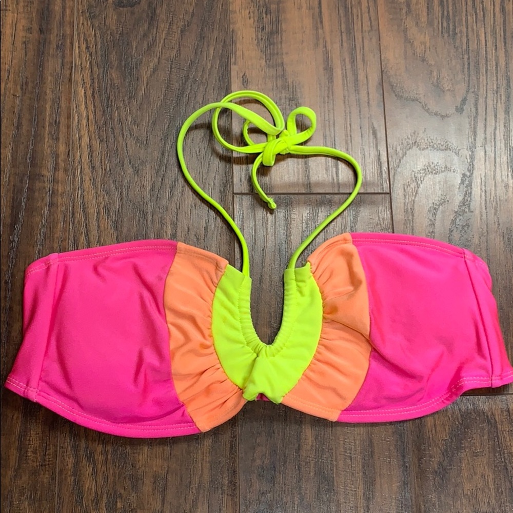 Neon Bandeau Halter Bikini Top